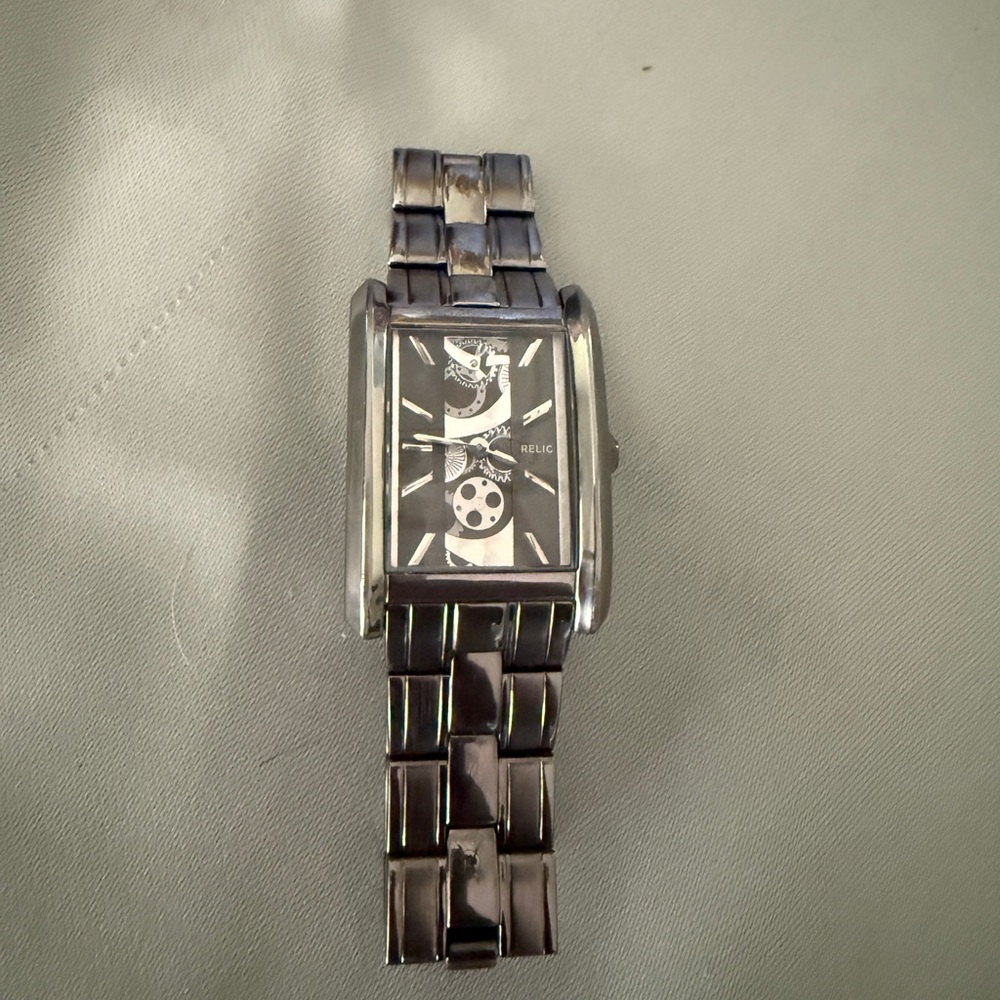 Relic By Fossil Black Rectangular Dress Watch